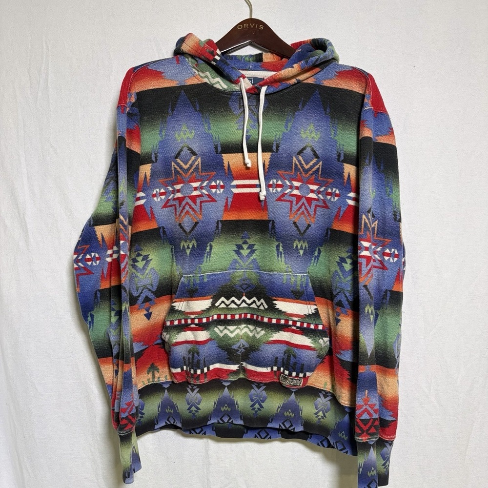 Polo Ralph Lauren Bear Southwestern-Beacon Aztec Serape Native American Hoodie - Picture 9 of 11